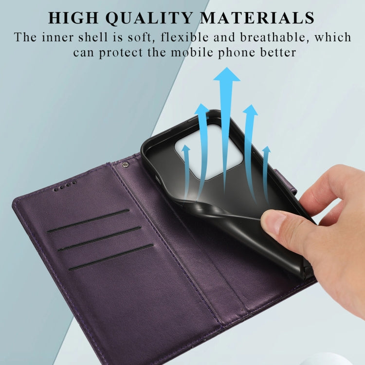 For Xiaomi 13 Pro PU Genuine Leather Texture Embossed Line Phone Case(Purple) - Xiaomi Cases by buy2fix | Online Shopping UK | buy2fix
