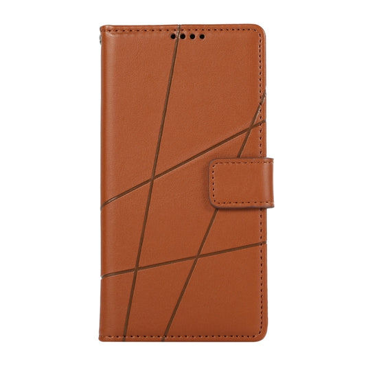 For Xiaomi 14 Ultra PU Genuine Leather Texture Embossed Line Phone Case(Brown) - 14 Ultra Cases by buy2fix | Online Shopping UK | buy2fix