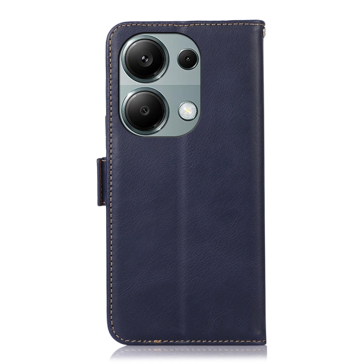 For Xiaomi Redmi Note 13 Pro 4G/Poco M6 Pro Magnetic Crazy Horse Texture Genuine Leather RFID Phone Case(Blue) - Xiaomi Cases by buy2fix | Online Shopping UK | buy2fix
