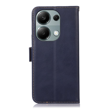For Xiaomi Redmi Note 13 Pro 4G/Poco M6 Pro Magnetic Crazy Horse Texture Genuine Leather RFID Phone Case(Blue) - Xiaomi Cases by buy2fix | Online Shopping UK | buy2fix