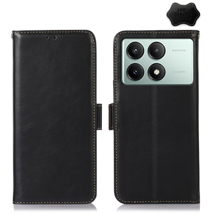 For Xiaomi Redmi K70E/Poco X6 Pro Magnetic Crazy Horse Texture Genuine Leather RFID Phone Case(Black) - Xiaomi Cases by buy2fix | Online Shopping UK | buy2fix