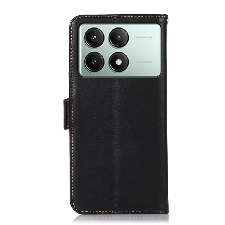 For Xiaomi Redmi K70E/Poco X6 Pro Magnetic Crazy Horse Texture Genuine Leather RFID Phone Case(Black) - Xiaomi Cases by buy2fix | Online Shopping UK | buy2fix