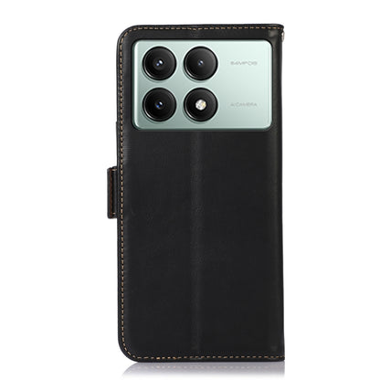 For Xiaomi Redmi K70E/Poco X6 Pro Magnetic Crazy Horse Texture Genuine Leather RFID Phone Case(Black) - Xiaomi Cases by buy2fix | Online Shopping UK | buy2fix