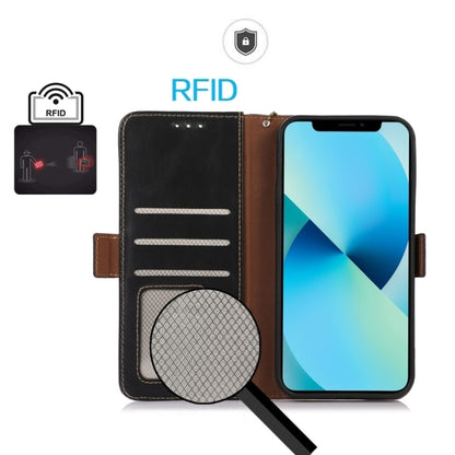 For Xiaomi Redmi K70E/Poco X6 Pro Magnetic Crazy Horse Texture Genuine Leather RFID Phone Case(Black) - Xiaomi Cases by buy2fix | Online Shopping UK | buy2fix