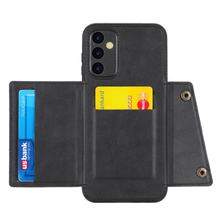 For Samsung Galaxy A55 5G Double Buckle Card Slots Magnetic Phone Case(Black) by buy2fix