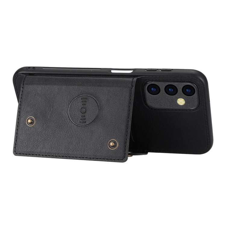 For Samsung Galaxy A55 5G Double Buckle Card Slots Magnetic Phone Case(Black) by buy2fix