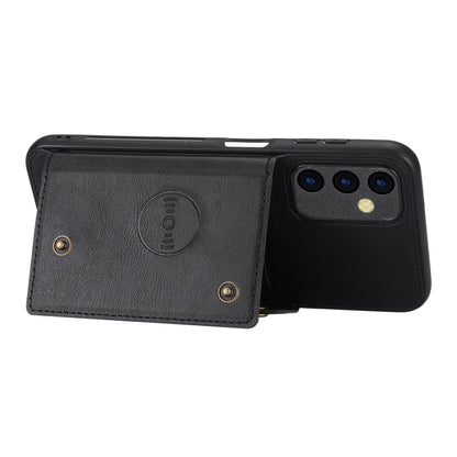 For Samsung Galaxy A55 5G Double Buckle Card Slots Magnetic Phone Case(Black) by buy2fix