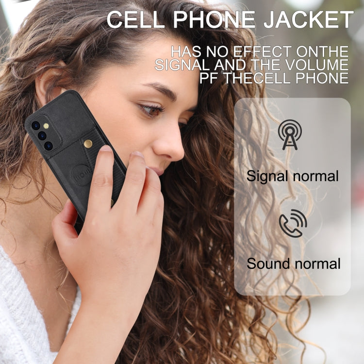 For Samsung Galaxy A55 5G Double Buckle Card Slots Magnetic Phone Case(Black) by buy2fix