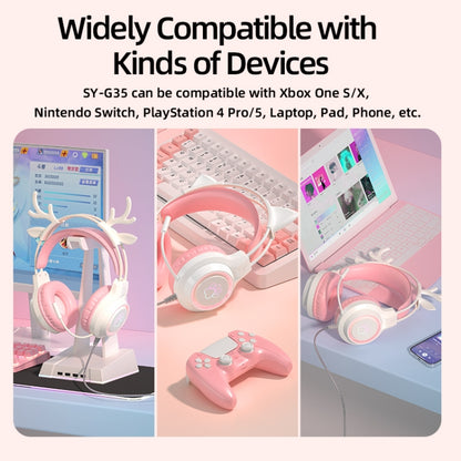 G35 Cute Cat RGB Head-mounted Wired Gaming Earphone(Black) by buy2fix