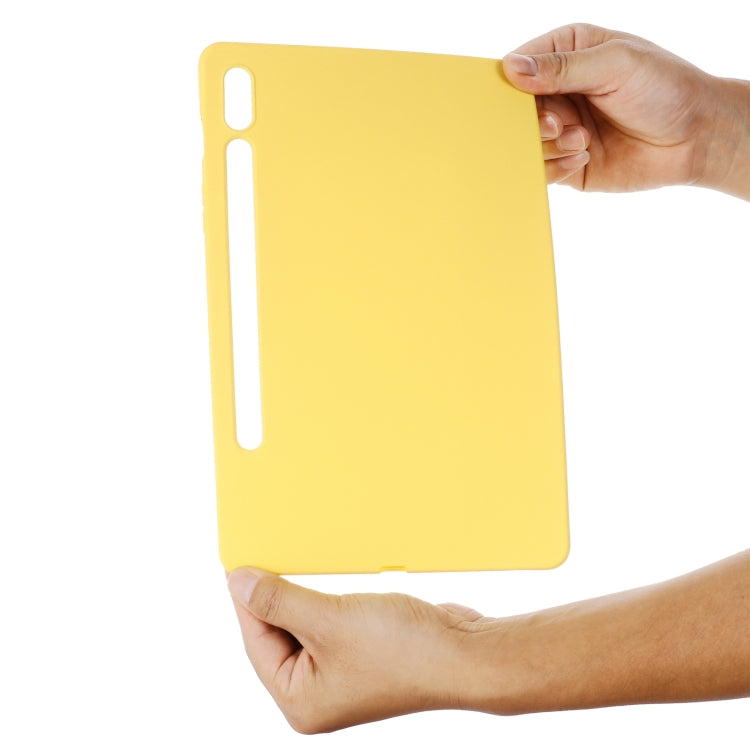 For Samsung Galaxy Tab S9 FE Pure Color Liquid Silicone Shockproof Tablet Case(Yellow) by buy2fix