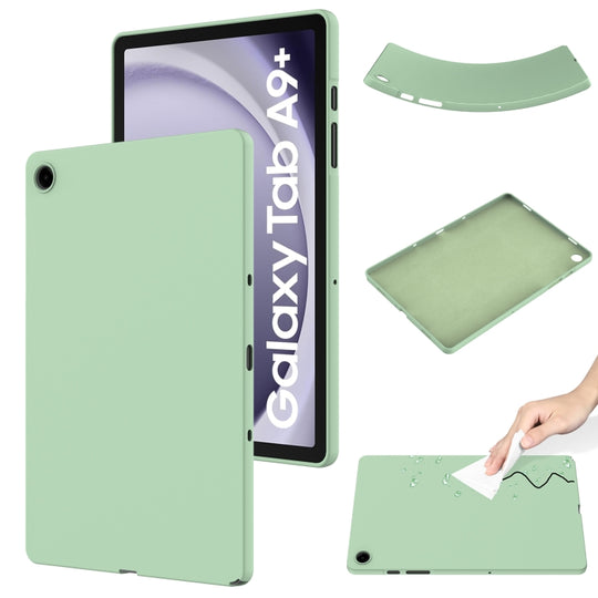 For Samsung Galaxy Tab A9+ Pure Color Liquid Silicone Shockproof Tablet Case(Green)