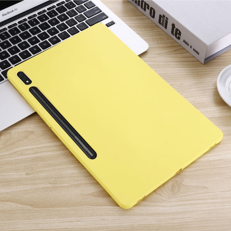 For Samsung Galaxy Tab S9 FE+ / S10+ Pure Color Liquid Silicone Shockproof Tablet Case(Yellow) by buy2fix
