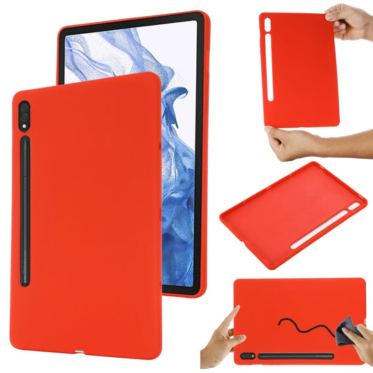 For Samsung Galaxy Tab S9 Pure Color Liquid Silicone Shockproof Tablet Case(Red)
