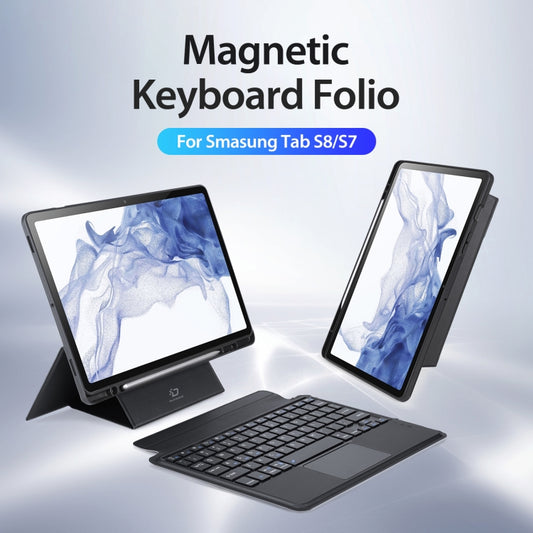 For Samsung Galaxy Tab S7 / S8 DUX DUCIS DK Floating Magnetic Keyboard Leather Tablet Case with Holder(Black) - For Samsung by DUX DUCIS | Online Shopping UK | buy2fix