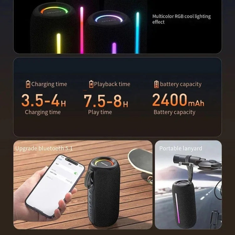 awei Y788 RGB Light Portable Outdoor Bluetooth Speaker(Black) - Desktop Speaker by awei | Online Shopping UK | buy2fix