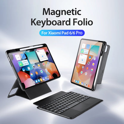 For Xiaomi Pad 6 / 6 Pro DUX DUCIS DK Floating Magnetic Keyboard Leather Tablet Case with Holder(Black) - Xiaomi Keyboard by DUX DUCIS | Online Shopping UK | buy2fix