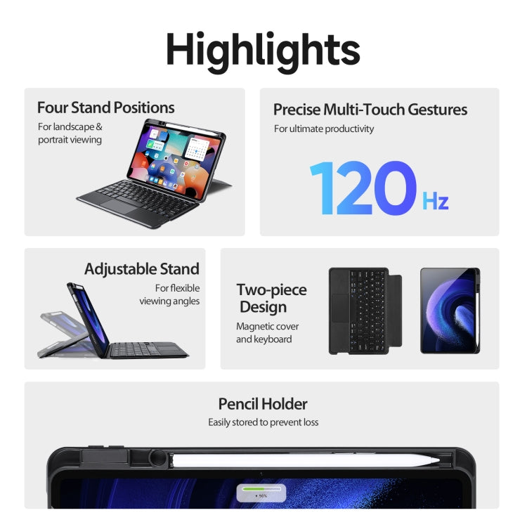 For Xiaomi Pad 6 / 6 Pro DUX DUCIS DK Floating Magnetic Keyboard Leather Tablet Case with Holder(Black) - Xiaomi Keyboard by DUX DUCIS | Online Shopping UK | buy2fix