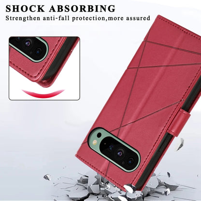For Google Pixel 9 PU Genuine Leather Texture Embossed Line Phone Case(Red) by buy2fix