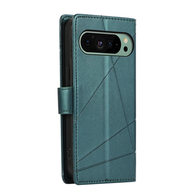 For Google Pixel 9 PU Genuine Leather Texture Embossed Line Phone Case(Green) by buy2fix