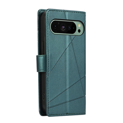 For Google Pixel 9 PU Genuine Leather Texture Embossed Line Phone Case(Green) by buy2fix