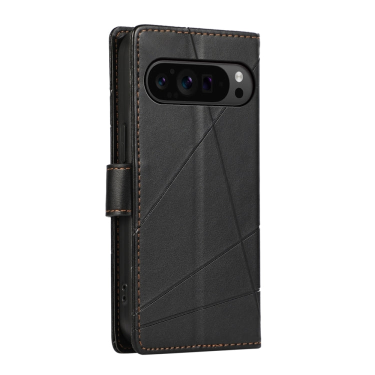 For Google Pixel 9 Pro PU Genuine Leather Texture Embossed Line Phone Case(Black) by buy2fix