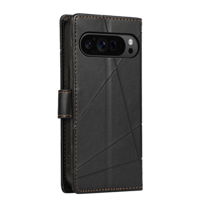 For Google Pixel 9 Pro PU Genuine Leather Texture Embossed Line Phone Case(Black) by buy2fix