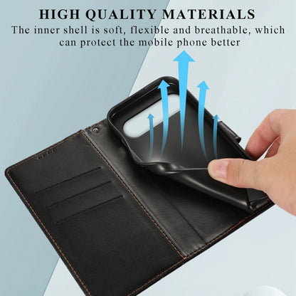For Google Pixel 9 Pro PU Genuine Leather Texture Embossed Line Phone Case(Black) by buy2fix