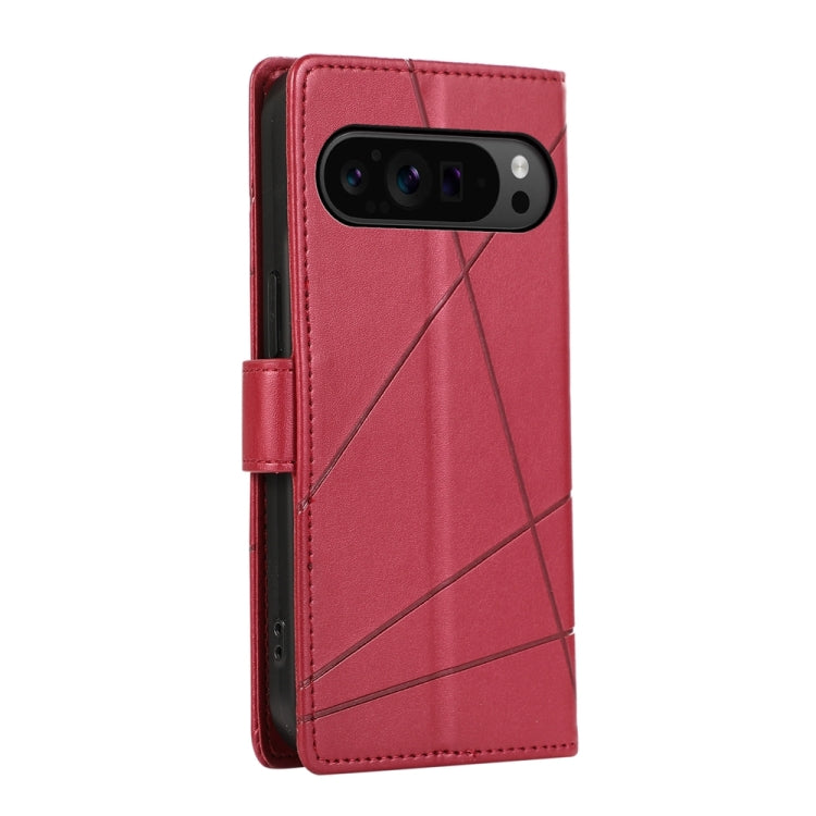 For Google Pixel 9 Pro PU Genuine Leather Texture Embossed Line Phone Case(Red) by buy2fix