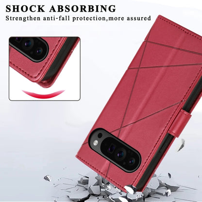 For Google Pixel 9 Pro PU Genuine Leather Texture Embossed Line Phone Case(Red) by buy2fix