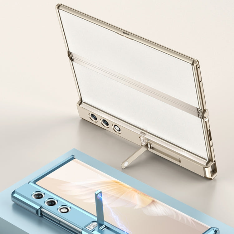 For Honor V Purse GKK Integrated Magnetic Folding Metal Full Coverage Phone Case(Blue) - Honor Cases by GKK | Online Shopping UK | buy2fix