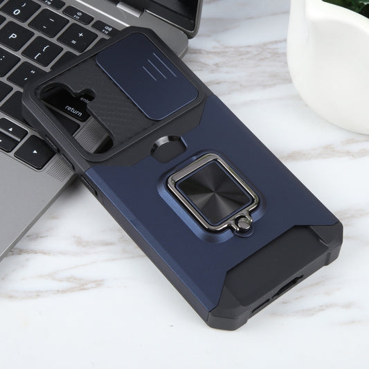 For Samsung Galaxy A55 Camera Shield Card Slot PC+TPU Phone Case(Blue) by buy2fix