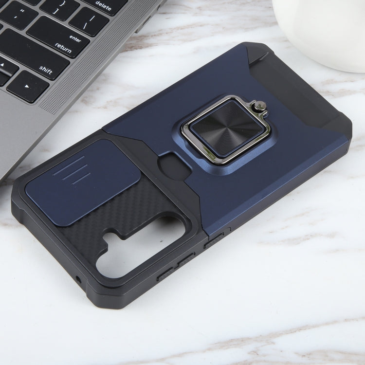 For Samsung Galaxy A55 Camera Shield Card Slot PC+TPU Phone Case(Blue) by buy2fix