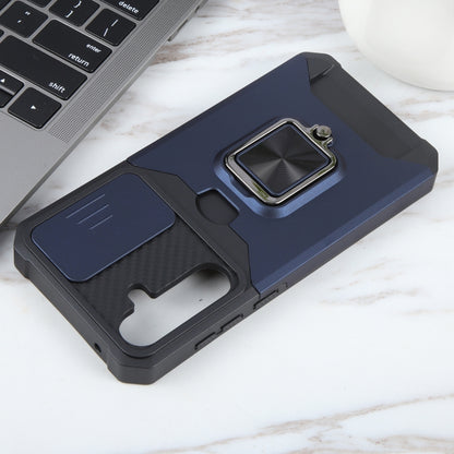 For Samsung Galaxy A55 Camera Shield Card Slot PC+TPU Phone Case(Blue) by buy2fix