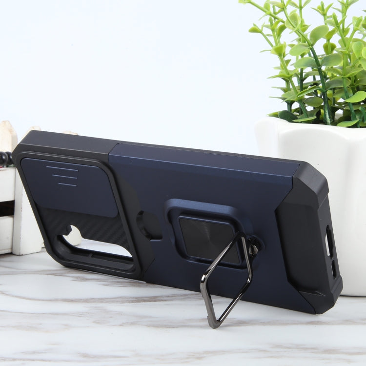 For Samsung Galaxy A55 Camera Shield Card Slot PC+TPU Phone Case(Blue) by buy2fix