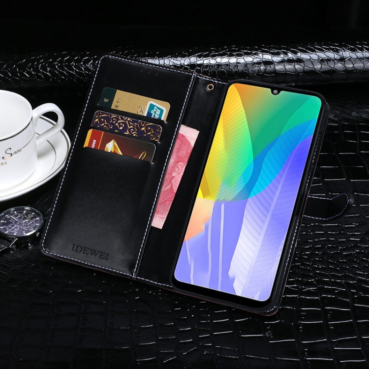 For Huawei Y6p idewei Crocodile Texture Horizontal Flip Leather Case with Holder & Card Slots & Wallet(Dark Blue) - Huawei Cases by idewei | Online Shopping UK | buy2fix