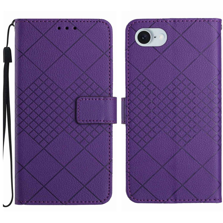 For iPhone SE 2024 Rhombic Grid Texture Leather Phone Case(Purple) by buy2fix
