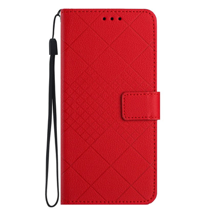 For iPhone SE 2024 Rhombic Grid Texture Leather Phone Case(Red) by buy2fix
