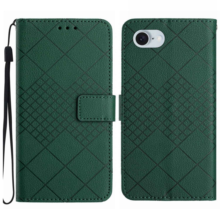 For iPhone SE 2024 Rhombic Grid Texture Leather Phone Case(Green) by buy2fix