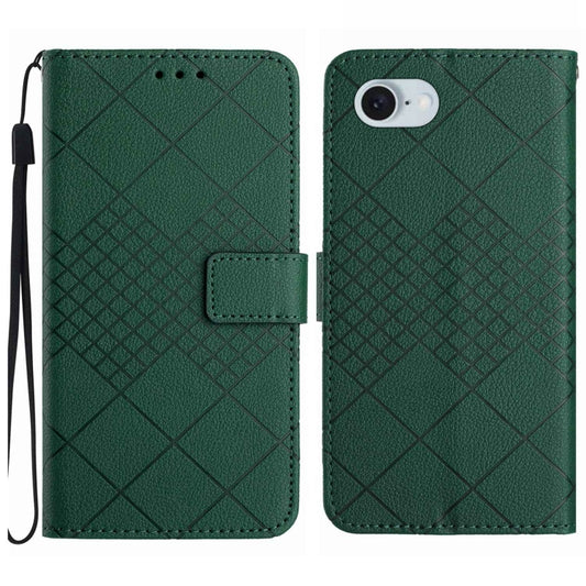 For iPhone SE 2024 Rhombic Grid Texture Leather Phone Case(Green) by buy2fix