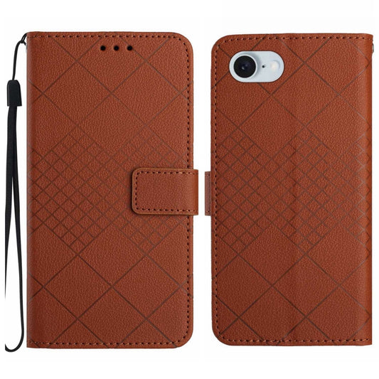 For iPhone SE 2024 Rhombic Grid Texture Leather Phone Case(Brown) by buy2fix