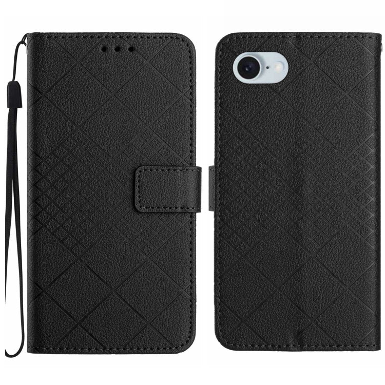 For iPhone SE 2024 Rhombic Grid Texture Leather Phone Case(Black) by buy2fix