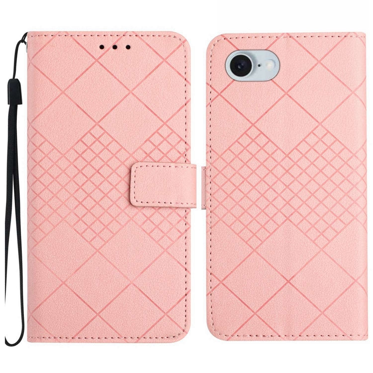 For iPhone SE 2024 Rhombic Grid Texture Leather Phone Case(Pink) by buy2fix