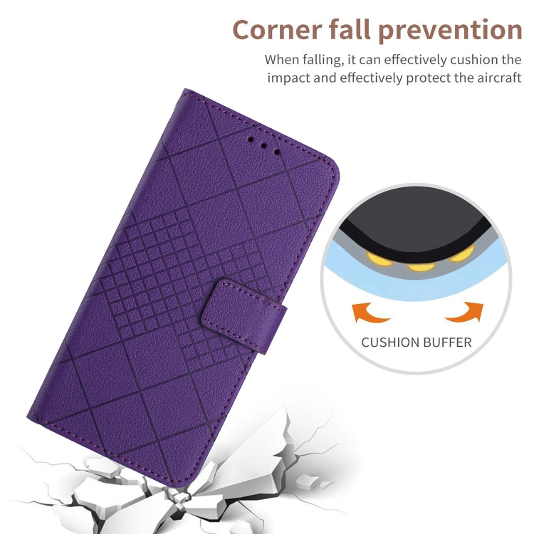 For iPhone 16 Pro Max Rhombic Grid Texture Leather Phone Case(Purple) by buy2fix