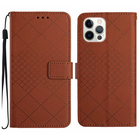 For iPhone 16 Pro Rhombic Grid Texture Leather Phone Case(Brown) by buy2fix