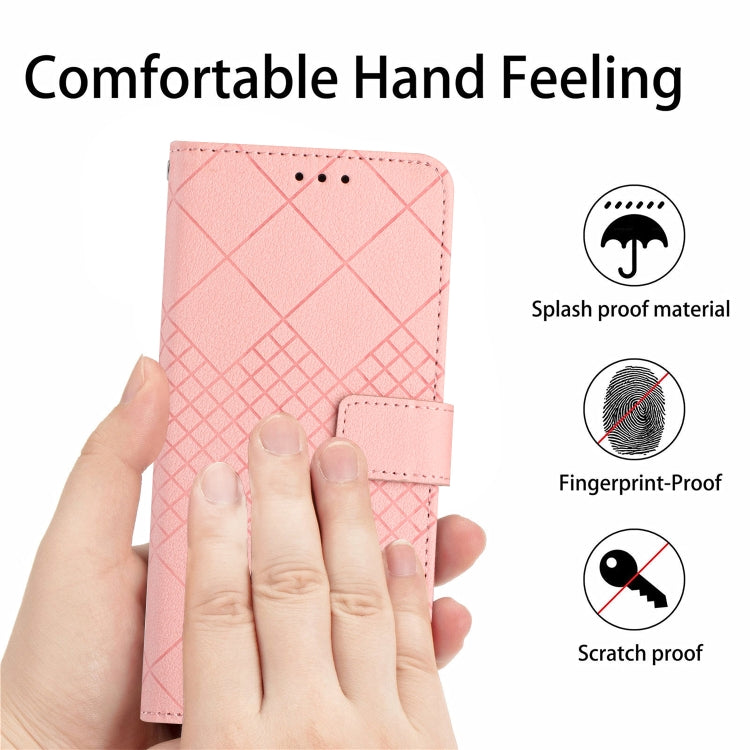 For iPhone 16 Pro Rhombic Grid Texture Leather Phone Case(Pink) by buy2fix