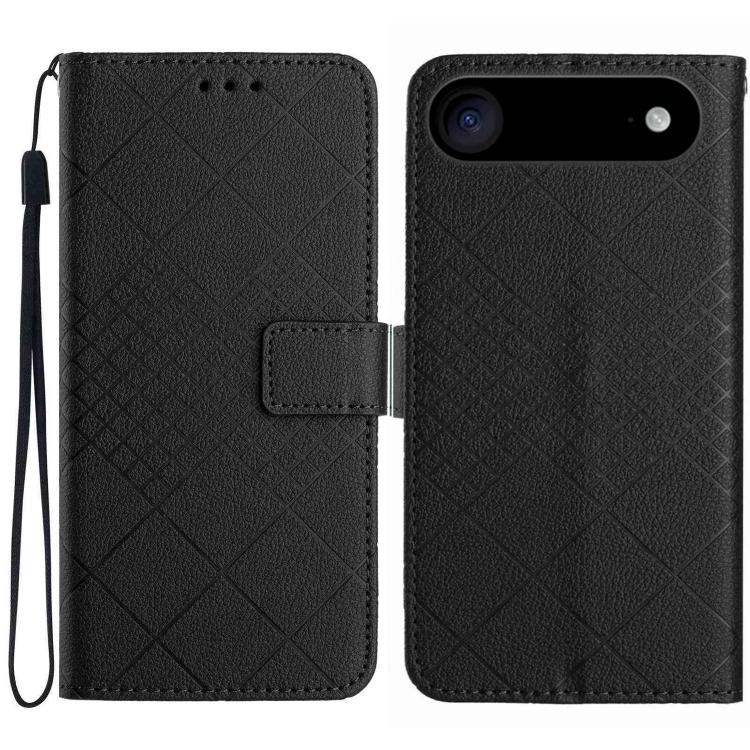 For iPhone Air Rhombic Grid Texture Leather Phone Case(Black) - iPhone Air Cases by buy2fix | Online Shopping UK | buy2fix
