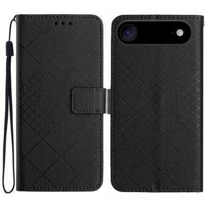 For iPhone Air Rhombic Grid Texture Leather Phone Case(Black) - iPhone Air Cases by buy2fix | Online Shopping UK | buy2fix
