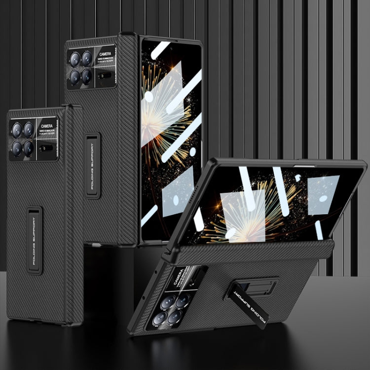 For Xiaomi Mix Fold 3 GKK Magnetic Hinge Flip Leather Phone Case with Holder(Carbon Fiber) by GKK