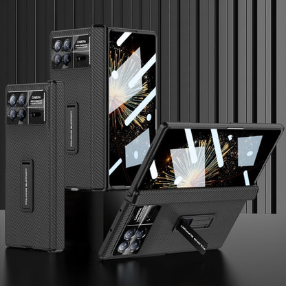 For Xiaomi Mix Fold 3 GKK Magnetic Hinge Flip Leather Phone Case with Holder(Carbon Fiber) by GKK