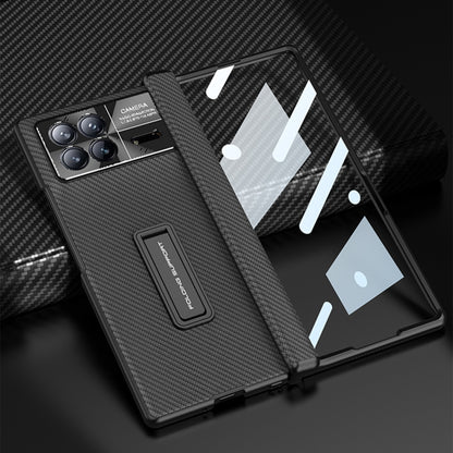 For Xiaomi Mix Fold 3 GKK Magnetic Hinge Flip Leather Phone Case with Holder(Carbon Fiber) by GKK